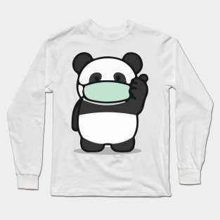 Panda Face Mask Covid 19 Funny Cute Long Sleeve T-Shirt